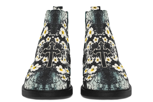 Mourning Petals Chelsea Boots - Comfy Slip-On - Soft & Water-Resistant Micro-Suede Vegan Shoes