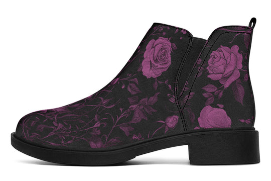 Mystic Rose Romance Chelsea Boots - Comfy Slip-On - Soft & Water-Resistant Micro-Suede Vegan Shoes