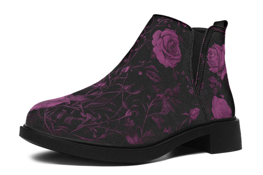 Mystic Rose Romance Chelsea Boots - Comfy Slip-On - Soft & Water-Resistant Micro-Suede Vegan Shoes