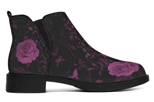 Mystic Rose Romance Chelsea Boots - Comfy Slip-On - Soft & Water-Resistant Micro-Suede Vegan Shoes