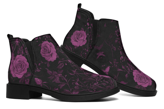 Mystic Rose Romance Chelsea Boots - Comfy Slip-On - Soft & Water-Resistant Micro-Suede Vegan Shoes