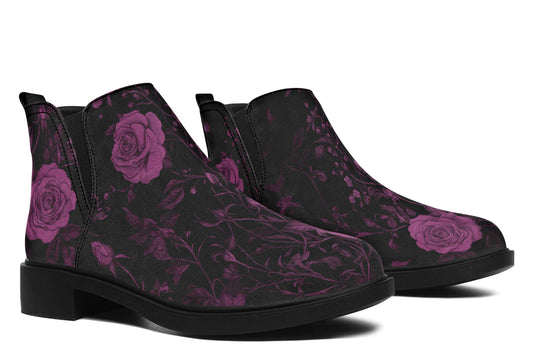 Mystic Rose Romance Chelsea Boots - Comfy Slip-On - Soft & Water-Resistant Micro-Suede Vegan Shoes