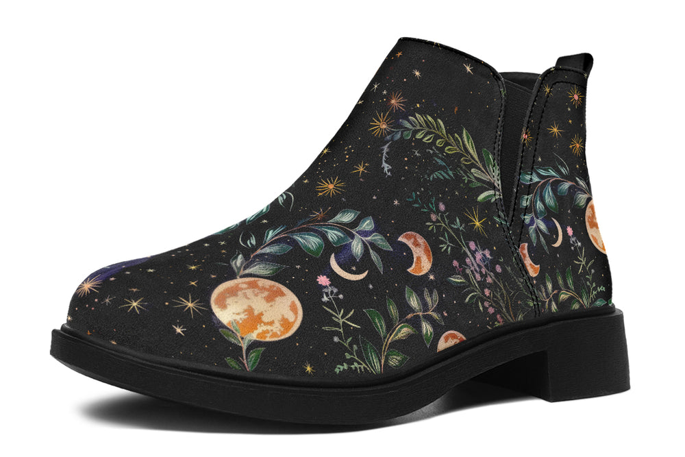 Night Blossom Chelsea Boots - Comfy Slip-On - Soft & Water-Resistant Micro-Suede Vegan Shoes