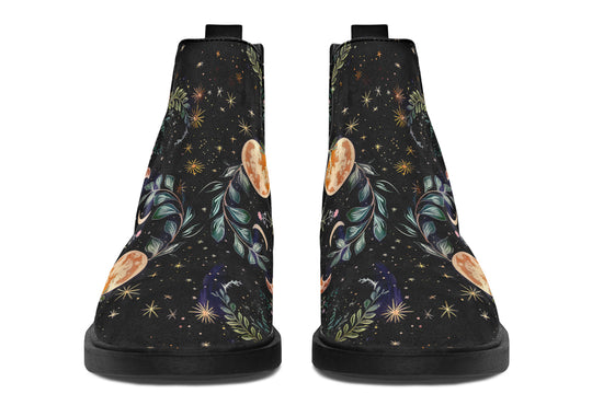 Night Blossom Chelsea Boots - Comfy Slip-On - Soft & Water-Resistant Micro-Suede Vegan Shoes