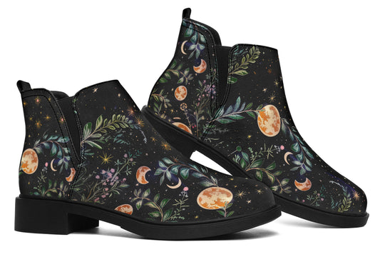 Night Blossom Chelsea Boots - Comfy Slip-On - Soft & Water-Resistant Micro-Suede Vegan Shoes