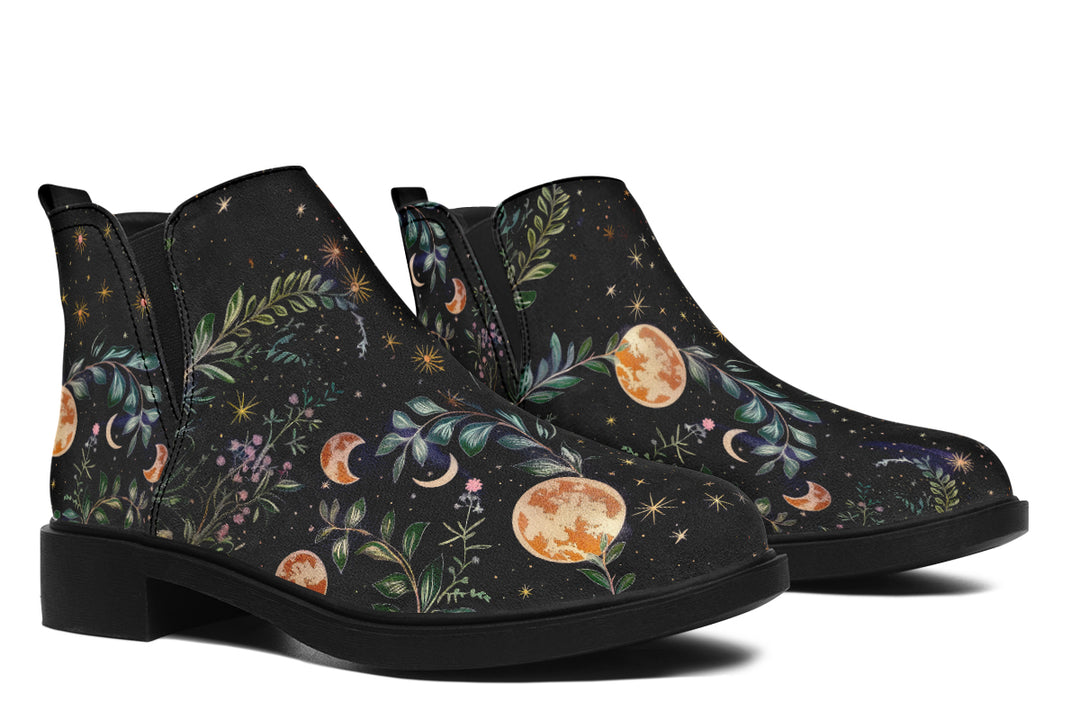 Night Blossom Chelsea Boots - Comfy Slip-On - Soft & Water-Resistant Micro-Suede Vegan Shoes