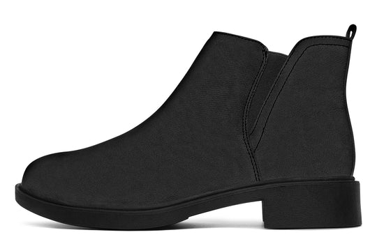 Pitch Black Chelsea Boots - Comfy Slip-On - Soft & Water-Resistant Micro-Suede Vegan Shoes