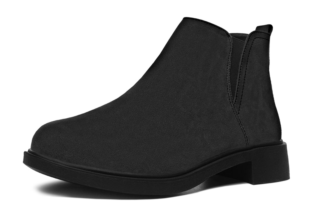 Pitch Black Chelsea Boots - Comfy Slip-On - Soft & Water-Resistant Micro-Suede Vegan Shoes