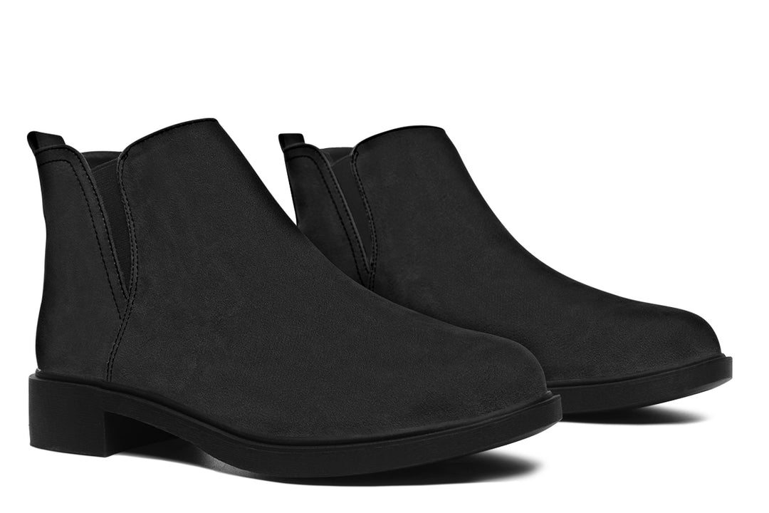 Pitch Black Chelsea Boots - Comfy Slip-On - Soft & Water-Resistant Micro-Suede Vegan Shoes