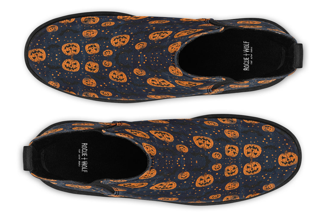 Pumpkin Party Chelsea Boots - Comfy Slip-On - Soft & Water-Resistant Micro-Suede Vegan Shoes