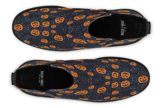 Pumpkin Party Chelsea Boots - Comfy Slip-On - Soft & Water-Resistant Micro-Suede Vegan Shoes