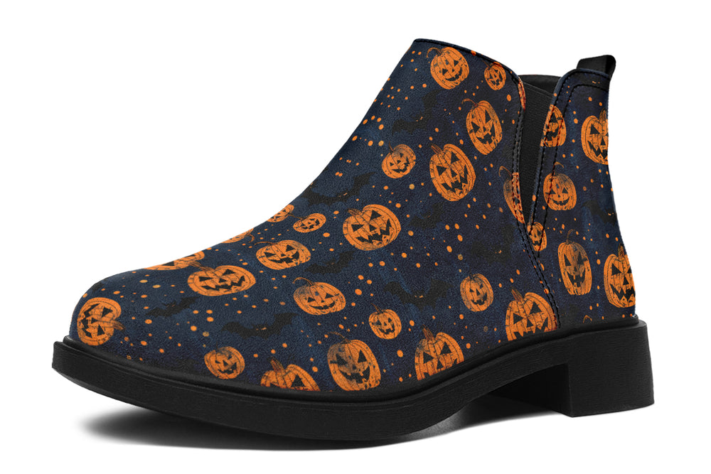 Pumpkin Party Chelsea Boots - Comfy Slip-On - Soft & Water-Resistant Micro-Suede Vegan Shoes