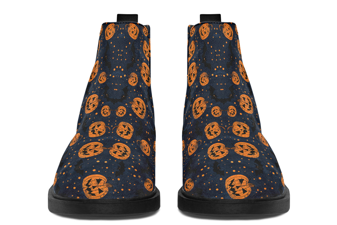 Pumpkin Party Chelsea Boots - Comfy Slip-On - Soft & Water-Resistant Micro-Suede Vegan Shoes