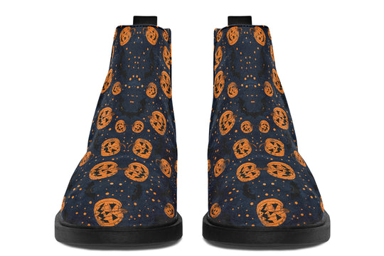 Pumpkin Party Chelsea Boots - Comfy Slip-On - Soft & Water-Resistant Micro-Suede Vegan Shoes