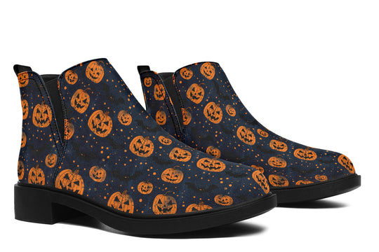 Pumpkin Party Chelsea Boots - Comfy Slip-On - Soft & Water-Resistant Micro-Suede Vegan Shoes