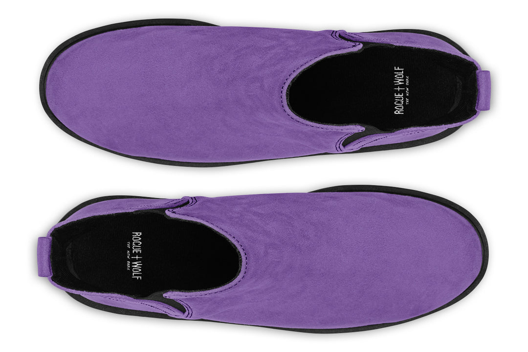 Retro Violet Chelsea Boots - Comfy Slip-On - Soft & Water-Resistant Micro-Suede Vegan Shoes