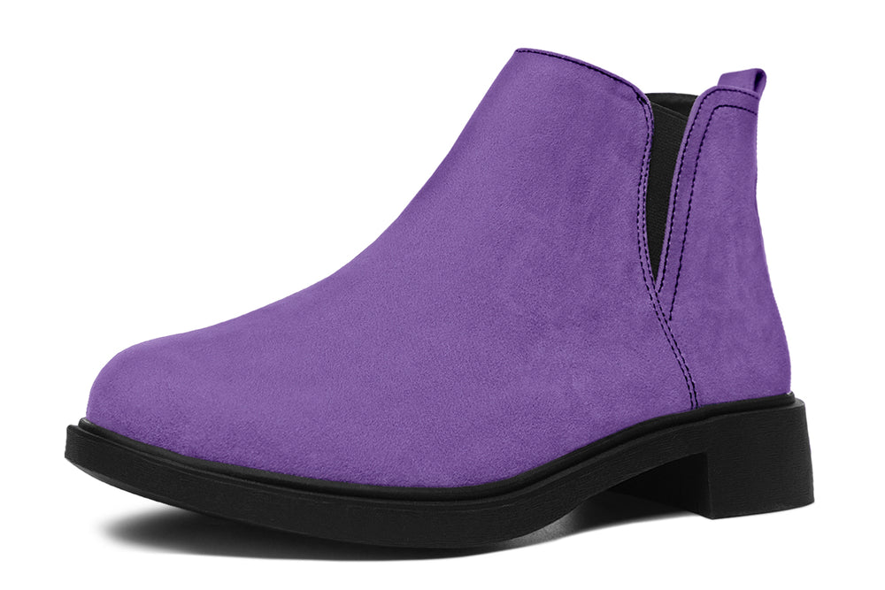 Retro Violet Chelsea Boots - Comfy Slip-On - Soft & Water-Resistant Micro-Suede Vegan Shoes