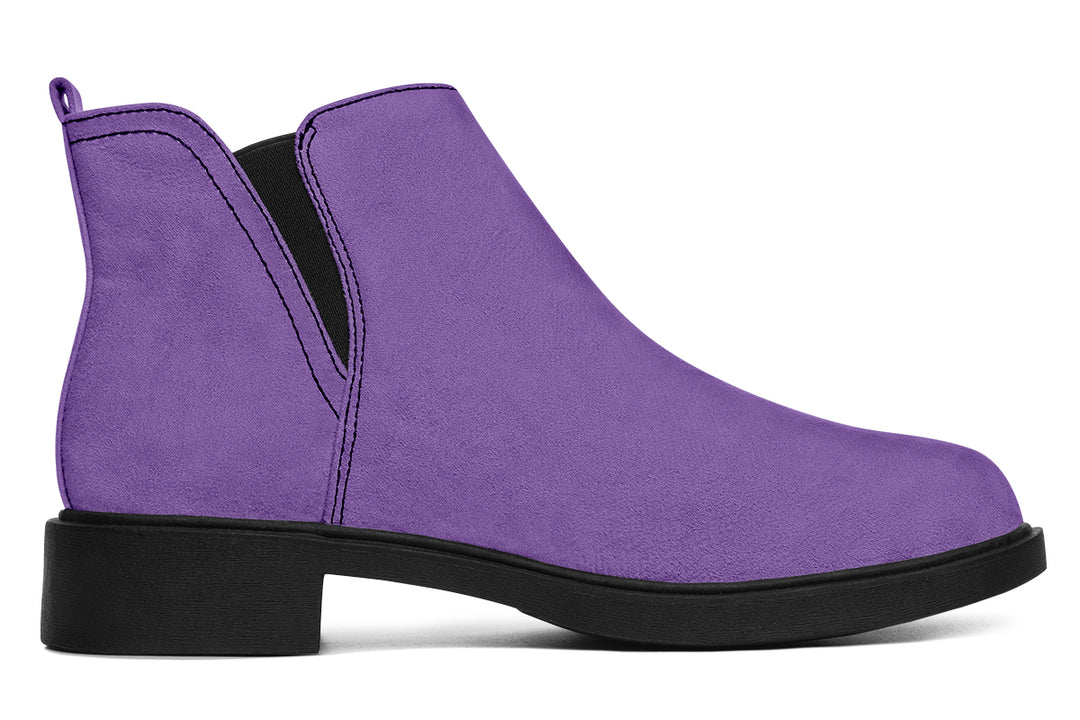 Retro Violet Chelsea Boots - Comfy Slip-On - Soft & Water-Resistant Micro-Suede Vegan Shoes