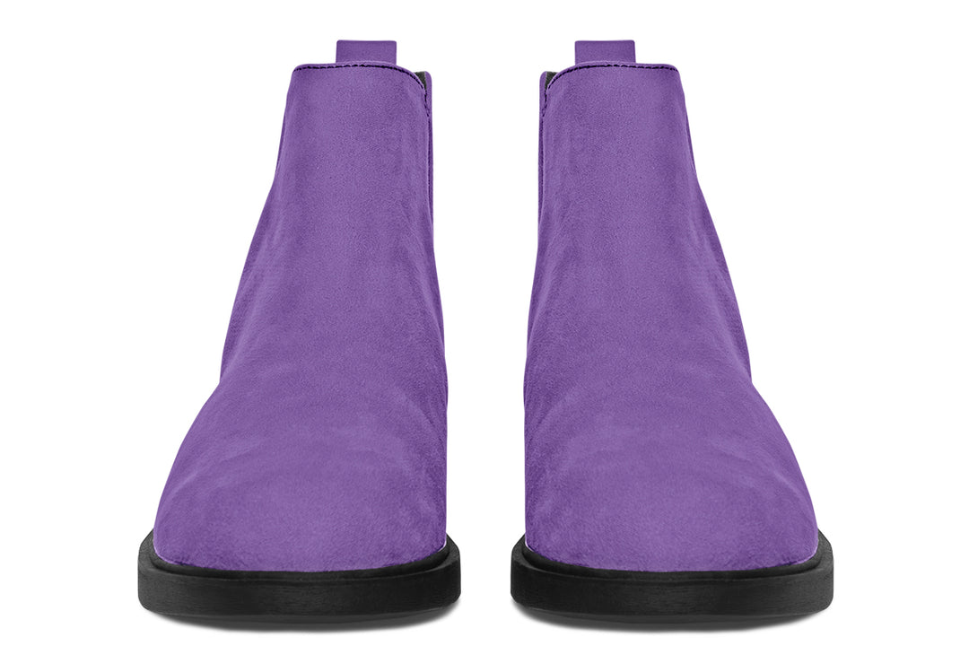 Retro Violet Chelsea Boots - Comfy Slip-On - Soft & Water-Resistant Micro-Suede Vegan Shoes