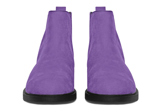 Retro Violet Chelsea Boots - Comfy Slip-On - Soft & Water-Resistant Micro-Suede Vegan Shoes