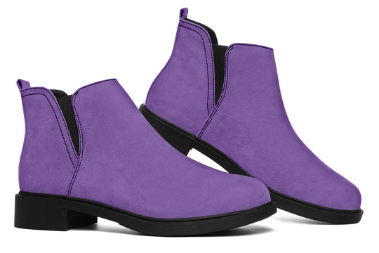 Retro Violet Chelsea Boots - Comfy Slip-On - Soft & Water-Resistant Micro-Suede Vegan Shoes