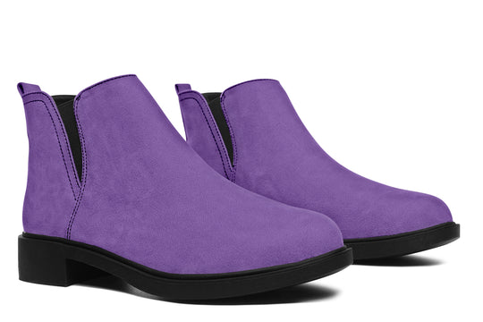 Retro Violet Chelsea Boots - Comfy Slip-On - Soft & Water-Resistant Micro-Suede Vegan Shoes