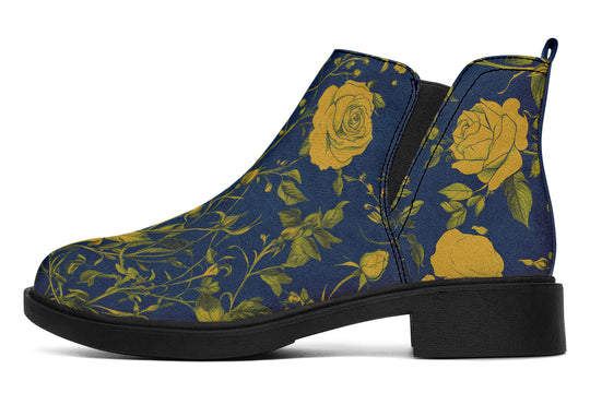 Royal Rose Romance Chelsea Boots - Comfy Slip-On - Soft & Water-Resistant Micro-Suede Vegan Shoes