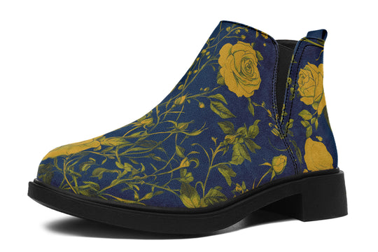 Royal Rose Romance Chelsea Boots - Comfy Slip-On - Soft & Water-Resistant Micro-Suede Vegan Shoes