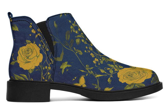 Royal Rose Romance Chelsea Boots - Comfy Slip-On - Soft & Water-Resistant Micro-Suede Vegan Shoes