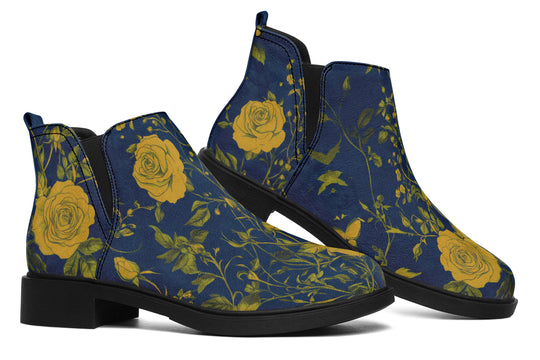 Royal Rose Romance Chelsea Boots - Comfy Slip-On - Soft & Water-Resistant Micro-Suede Vegan Shoes