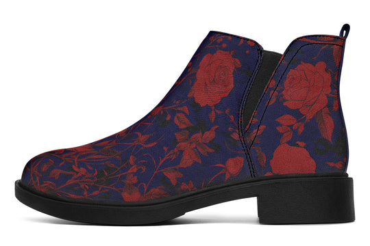 Scarlet Rose Romance Chelsea Boots - Comfy Slip-On - Soft & Water-Resistant Micro-Suede Vegan Shoes