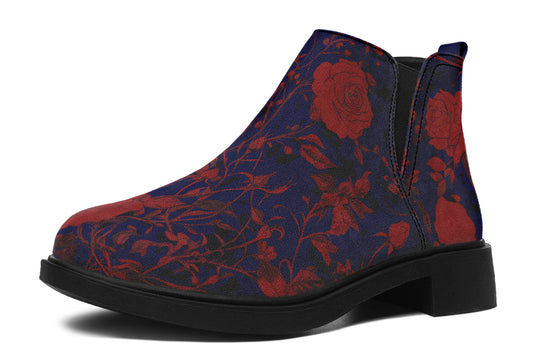 Scarlet Rose Romance Chelsea Boots - Comfy Slip-On - Soft & Water-Resistant Micro-Suede Vegan Shoes