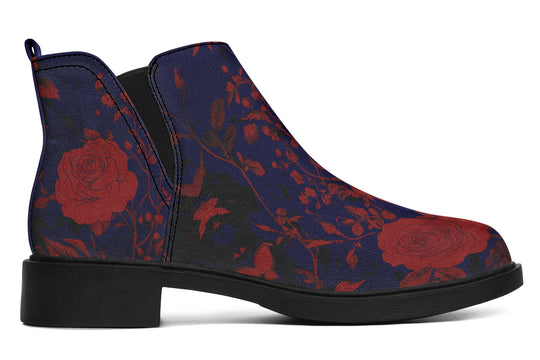 Scarlet Rose Romance Chelsea Boots - Comfy Slip-On - Soft & Water-Resistant Micro-Suede Vegan Shoes