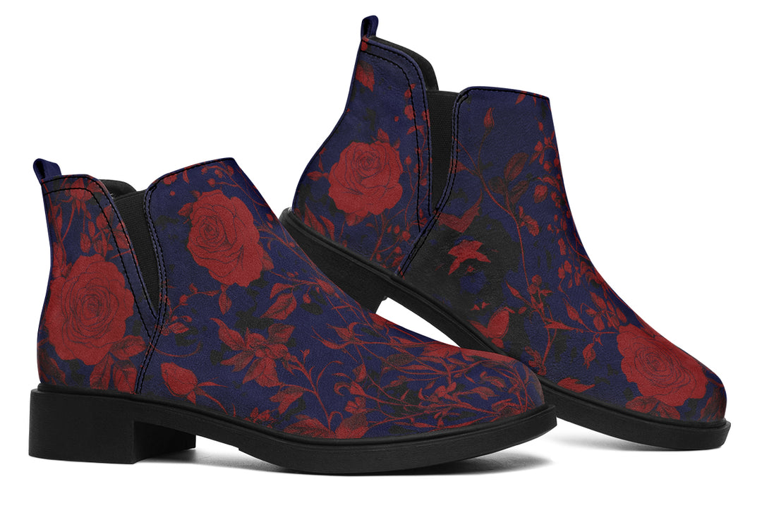 Scarlet Rose Romance Chelsea Boots - Comfy Slip-On - Soft & Water-Resistant Micro-Suede Vegan Shoes