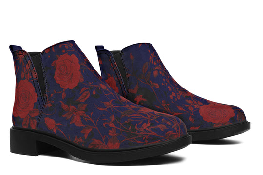 Scarlet Rose Romance Chelsea Boots - Comfy Slip-On - Soft & Water-Resistant Micro-Suede Vegan Shoes