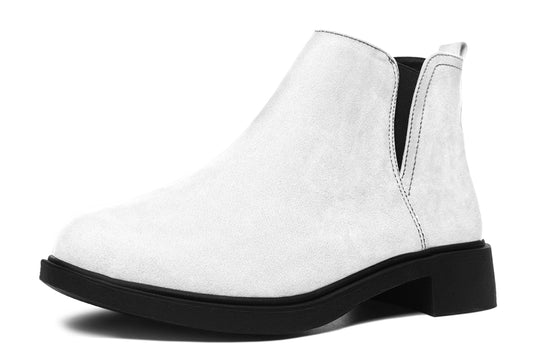 Snow White Chelsea Boots - Comfy Slip-On - Soft & Water-Resistant Micro-Suede Vegan Shoes