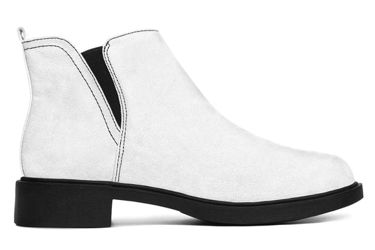 Snow White Chelsea Boots - Comfy Slip-On - Soft & Water-Resistant Micro-Suede Vegan Shoes