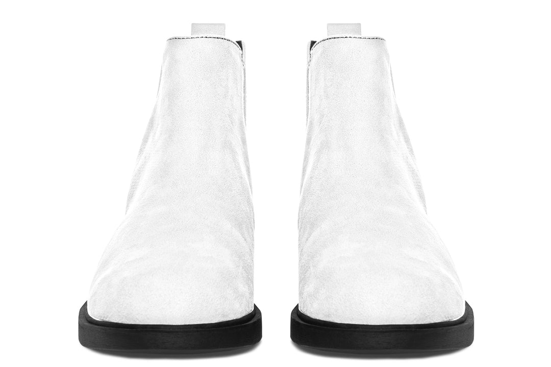 Snow White Chelsea Boots - Comfy Slip-On - Soft & Water-Resistant Micro-Suede Vegan Shoes