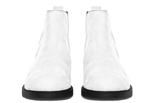 Snow White Chelsea Boots - Comfy Slip-On - Soft & Water-Resistant Micro-Suede Vegan Shoes