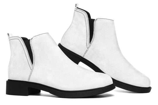 Snow White Chelsea Boots - Comfy Slip-On - Soft & Water-Resistant Micro-Suede Vegan Shoes