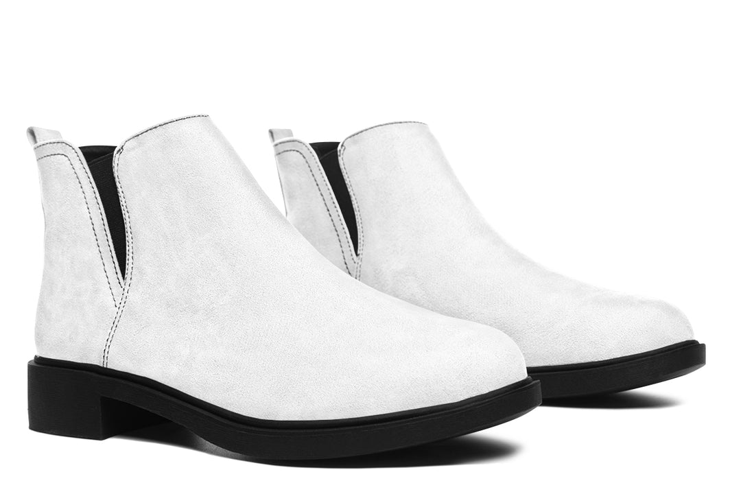 Snow White Chelsea Boots - Comfy Slip-On - Soft & Water-Resistant Micro-Suede Vegan Shoes