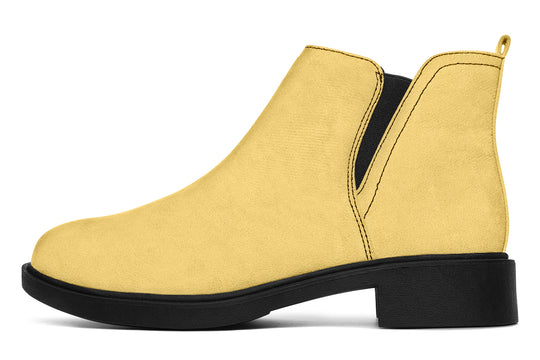 Soft Gold Chelsea Boots - Comfy Slip-On - Soft & Water-Resistant Micro-Suede Vegan Shoes