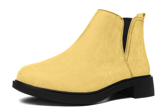 Soft Gold Chelsea Boots - Comfy Slip-On - Soft & Water-Resistant Micro-Suede Vegan Shoes