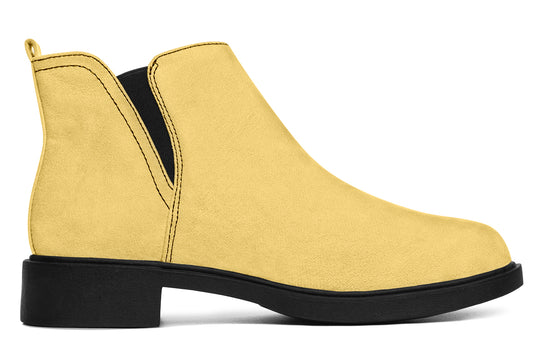 Soft Gold Chelsea Boots - Comfy Slip-On - Soft & Water-Resistant Micro-Suede Vegan Shoes