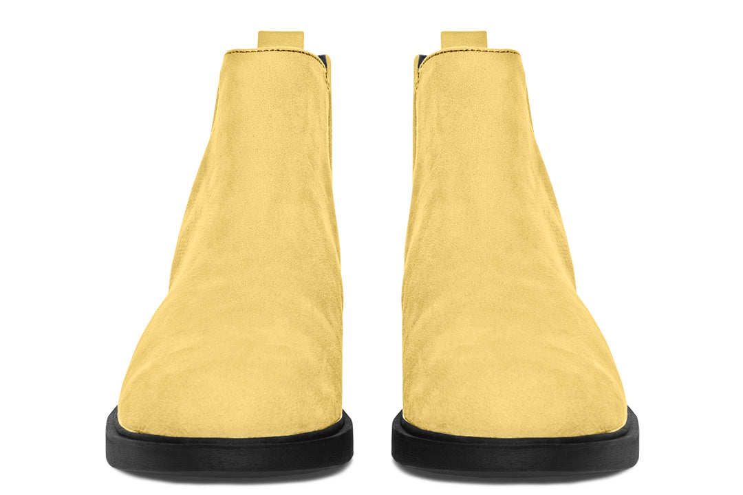 Soft Gold Chelsea Boots - Comfy Slip-On - Soft & Water-Resistant Micro-Suede Vegan Shoes