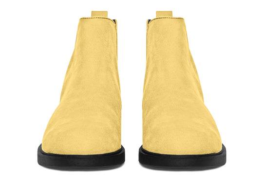 Soft Gold Chelsea Boots - Comfy Slip-On - Soft & Water-Resistant Micro-Suede Vegan Shoes