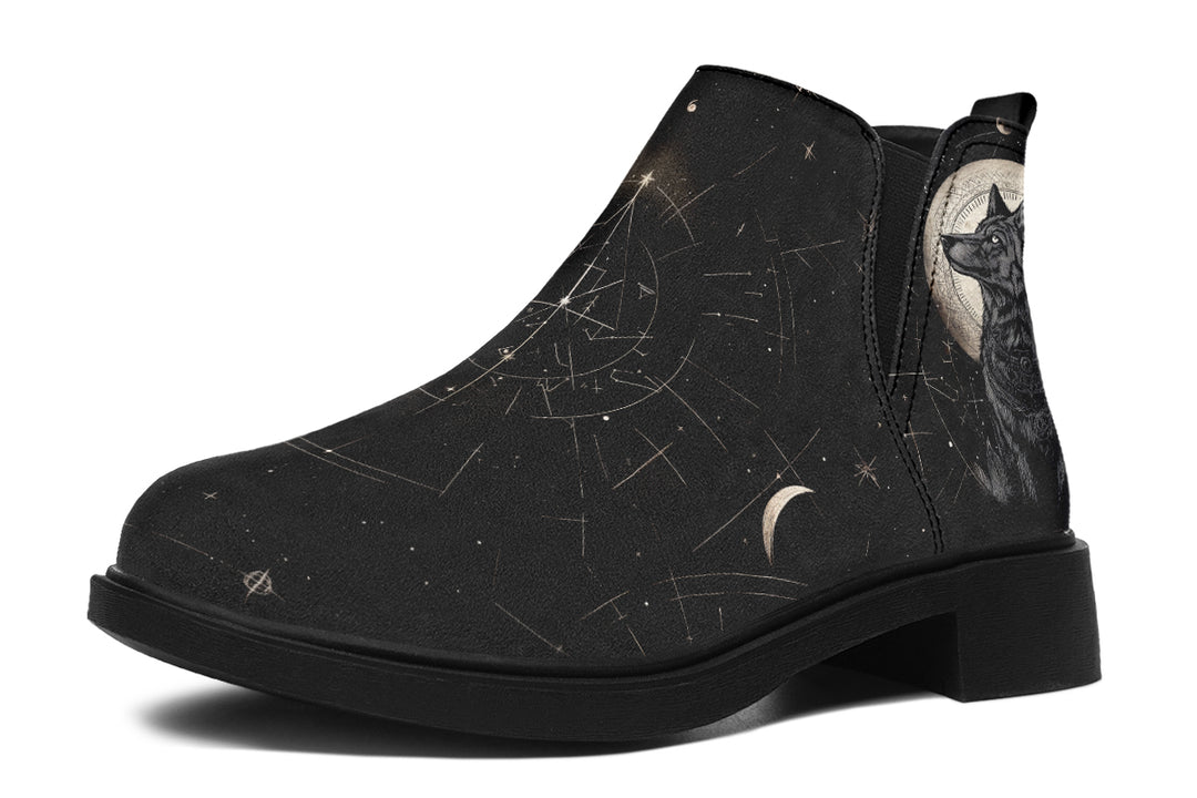 Starlit Wolf Chelsea Boots - Comfy Slip-On - Soft & Water-Resistant Micro-Suede Vegan Shoes