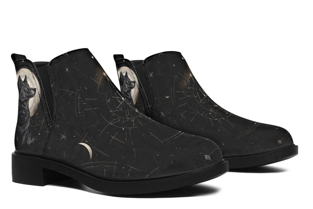 Starlit Wolf Chelsea Boots - Comfy Slip-On - Soft & Water-Resistant Micro-Suede Vegan Shoes