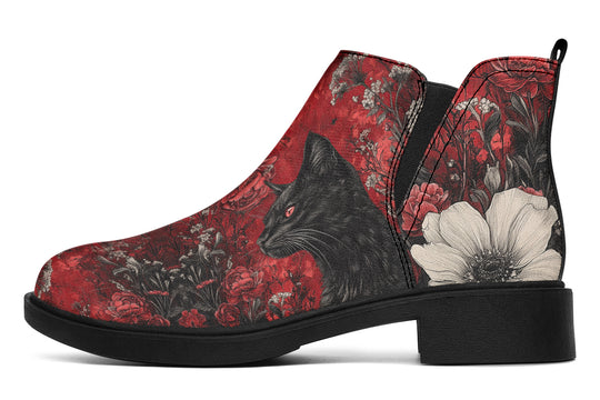 Twilight Cat Chelsea Boots - Comfy Slip-On - Soft & Water-Resistant Micro-Suede Vegan Shoes