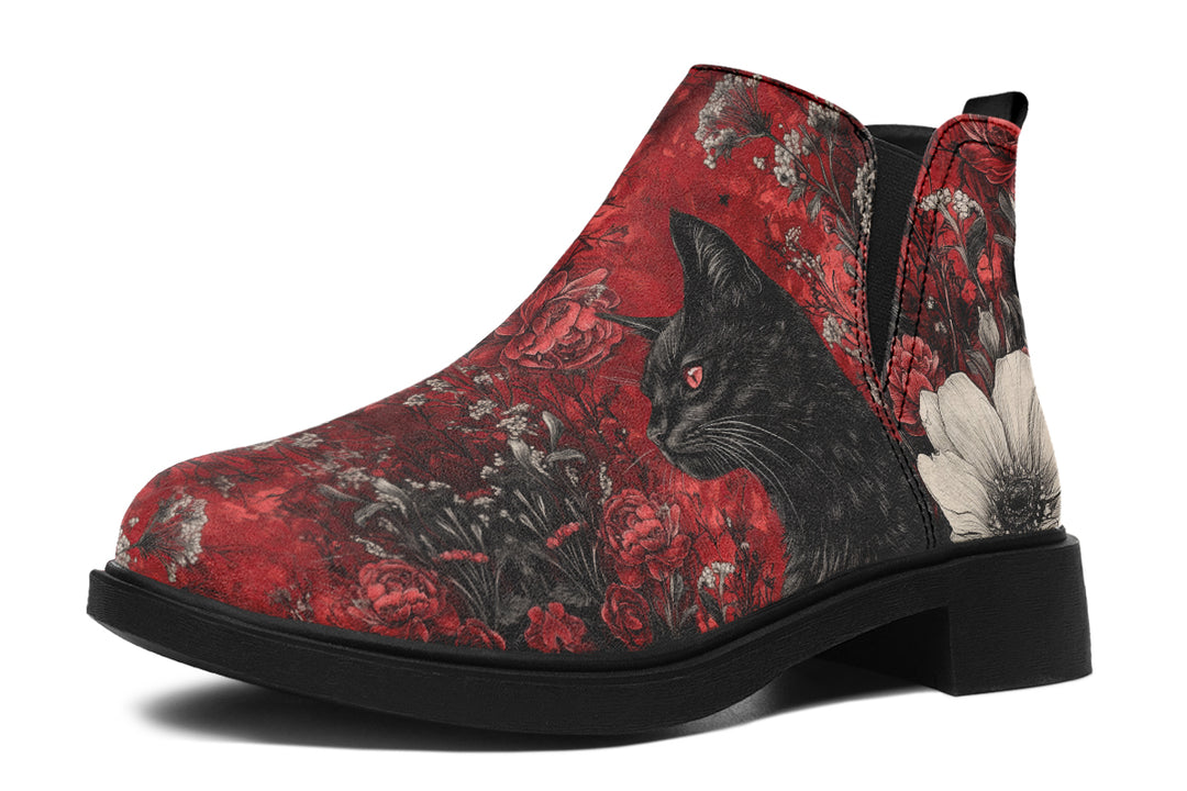 Twilight Cat Chelsea Boots - Comfy Slip-On - Soft & Water-Resistant Micro-Suede Vegan Shoes